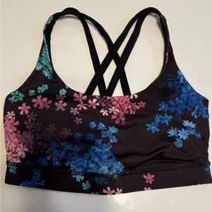 Lululemon Athletica Floral Sports Bra - Black with Pink and Blue